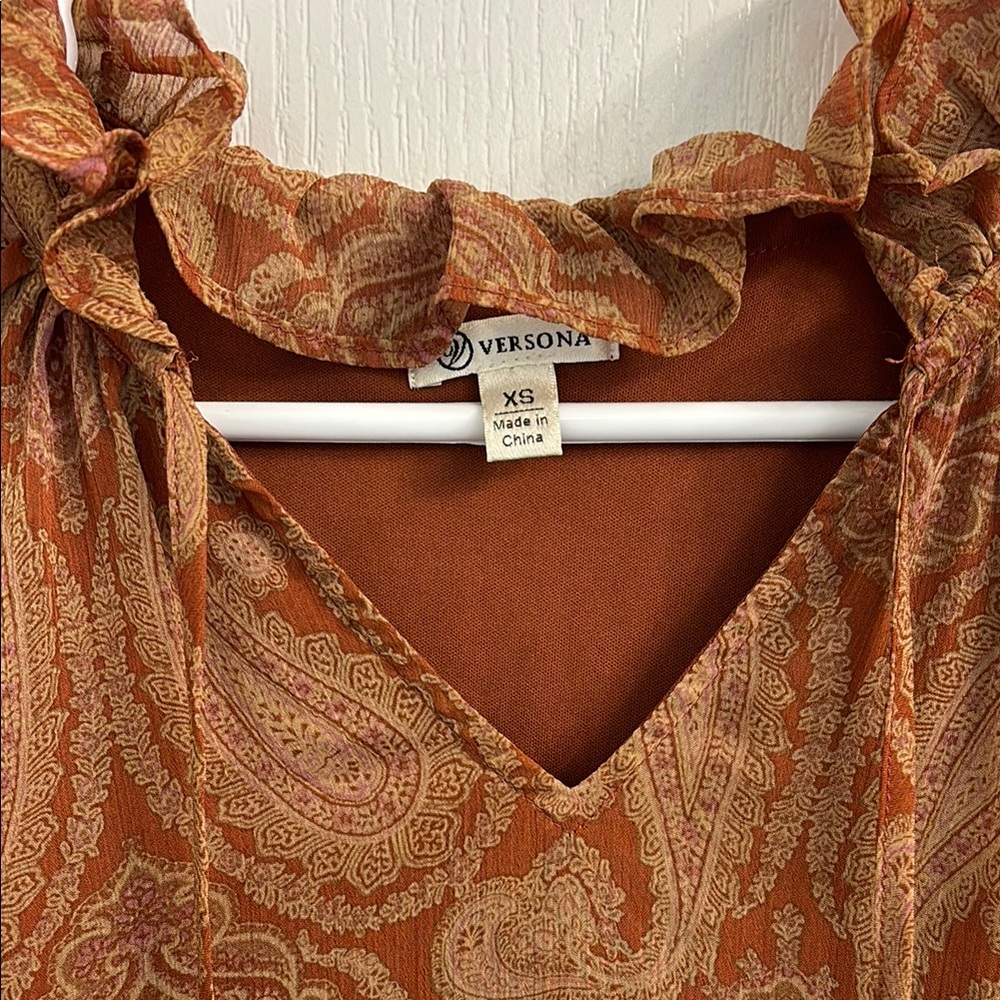 Paisley Ruffle Neck Dress - Picture 2 of 4